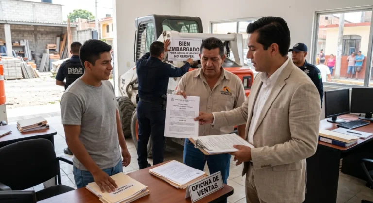 Personal de un tribunal laboral realiza un requerimiento y embargo de maquinaria en Veracruz